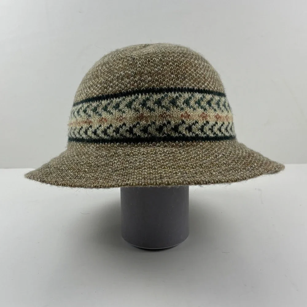 Knit Bucket Hat Women OS‎ Brown Excellent Wool Blend Made in Italy VTG